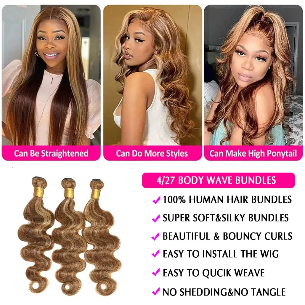 Human Hair Body Wave Ombre Blonde Hair Bundles Extensions