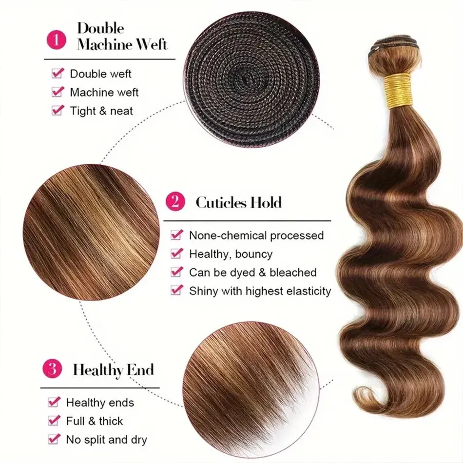 Human Hair Body Wave Ombre Blonde Hair Bundles Extensions