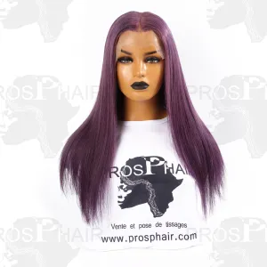 Human Hair Lace Front Wig Gray Violet Purple Straight