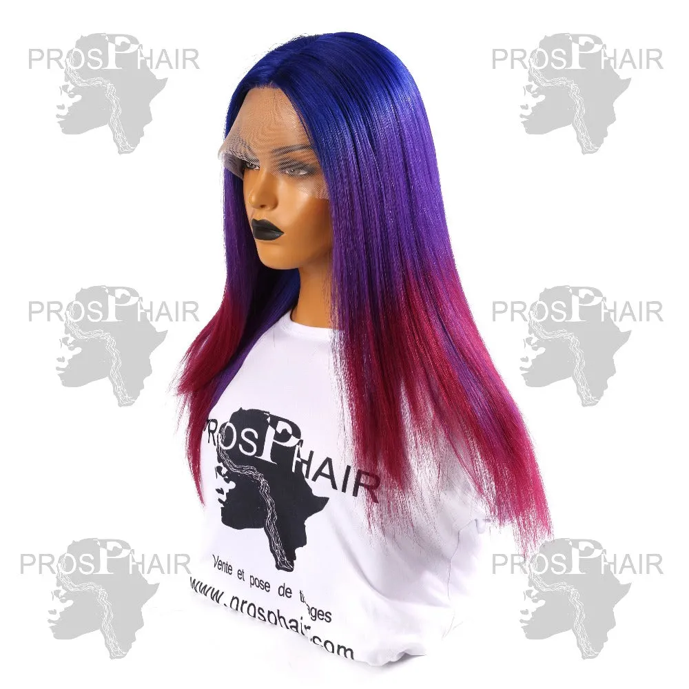 Human Hair Styled Colorful Wig With T Color Straight Style