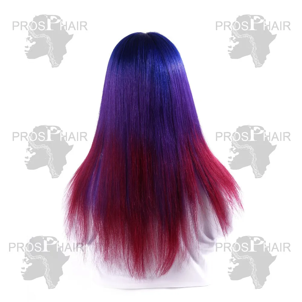 Human Hair Styled Colorful Wig With T Color Straight Style