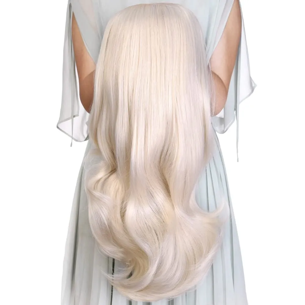 Ins Hot 24" Long Straight Wavy Clip in Half Head Tied Wig