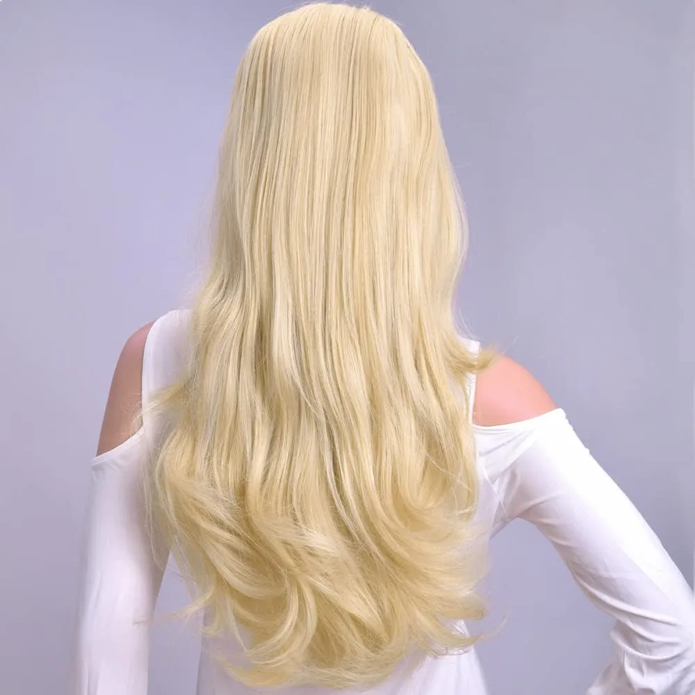 Ins Hot 24" Long Straight Wavy Clip in Half Head Tied Wig