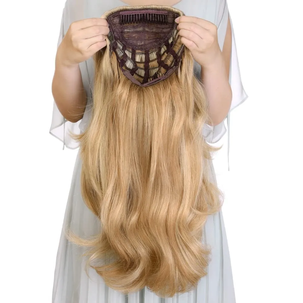 Ins Hot 24" Long Straight Wavy Clip in Half Head Tied Wig