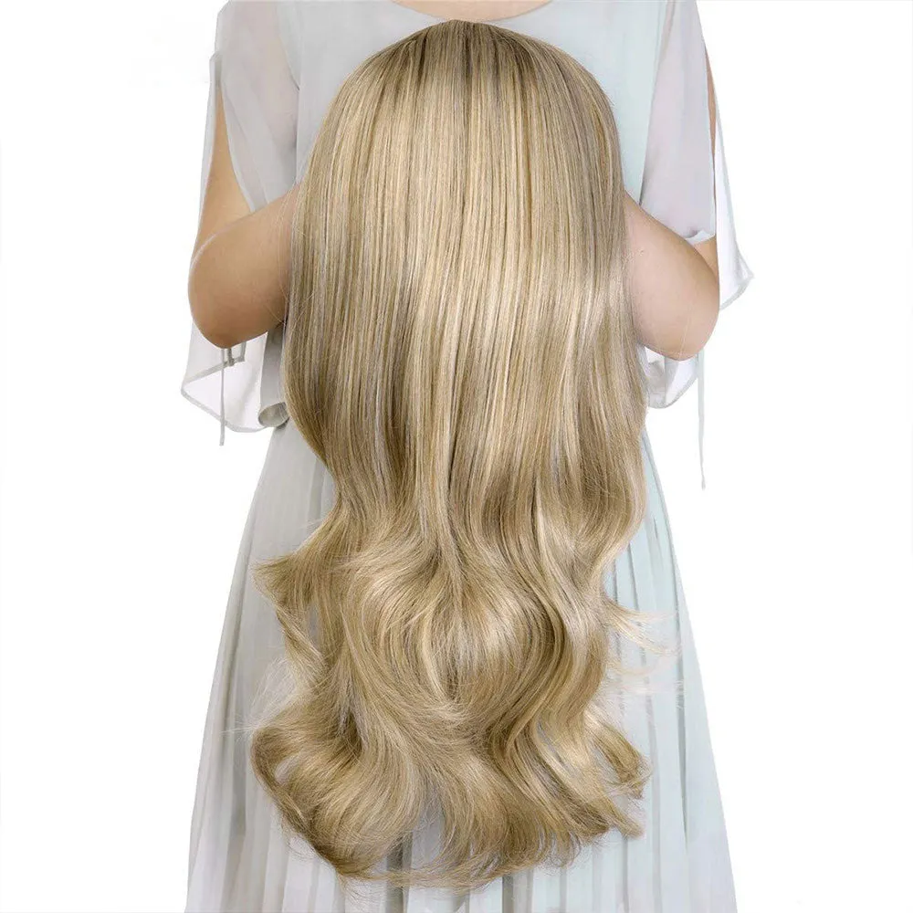 Ins Hot 24" Long Straight Wavy Clip in Half Head Tied Wig