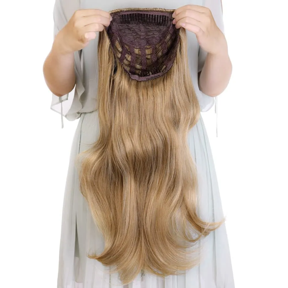 Ins Hot 24" Long Straight Wavy Clip in Half Head Tied Wig