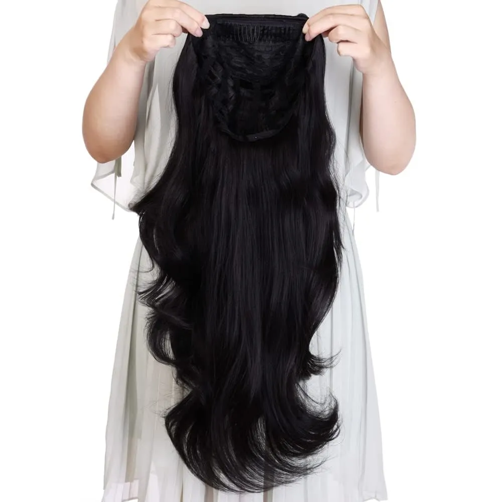 Ins Hot 24" Long Straight Wavy Clip in Half Head Tied Wig