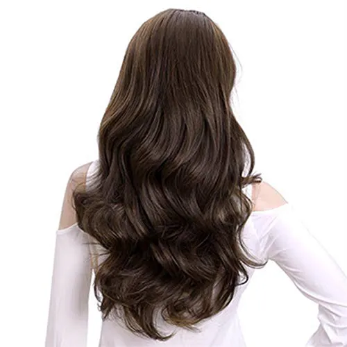 Ins Hot 24" Long Straight Wavy Clip in Half Head Tied Wig