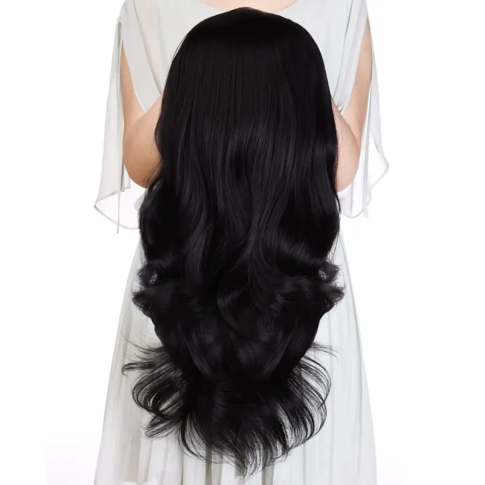 Ins Hot 24" Long Straight Wavy Clip in Half Head Tied Wig