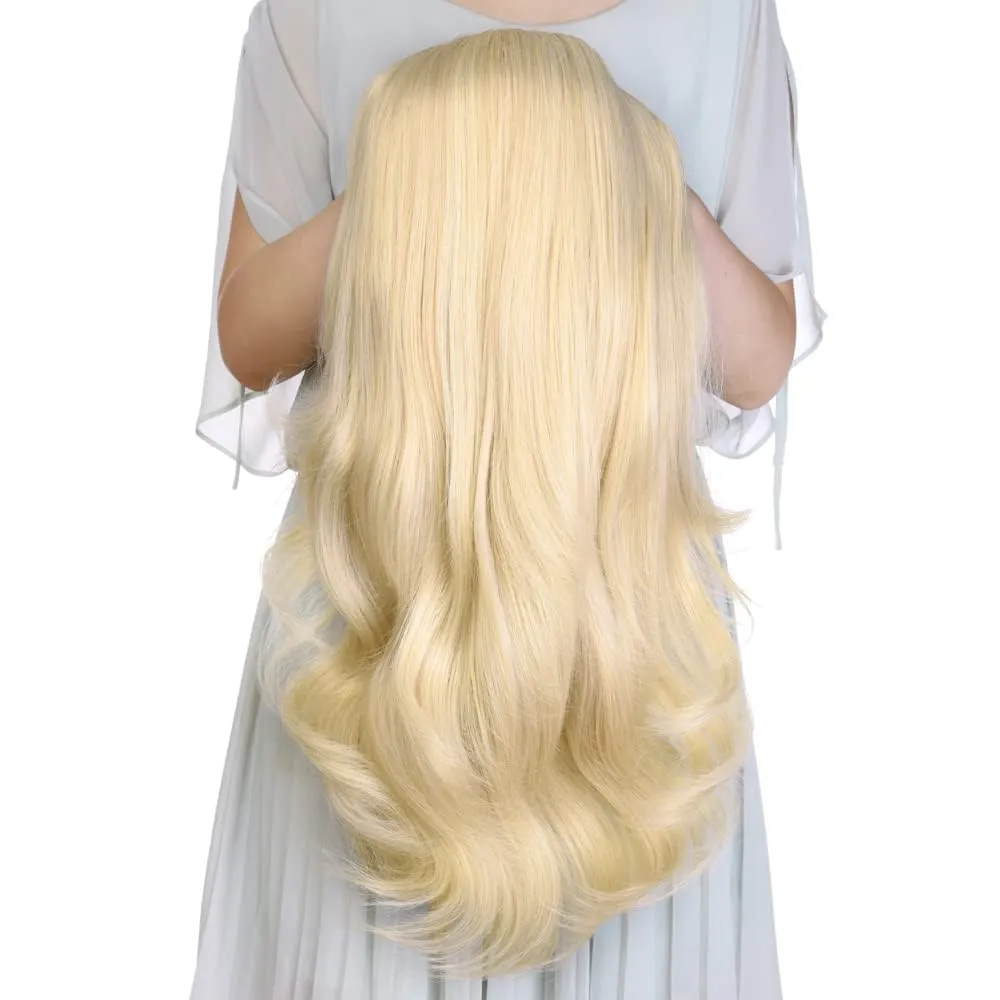 Ins Hot 24" Long Straight Wavy Clip in Half Head Tied Wig