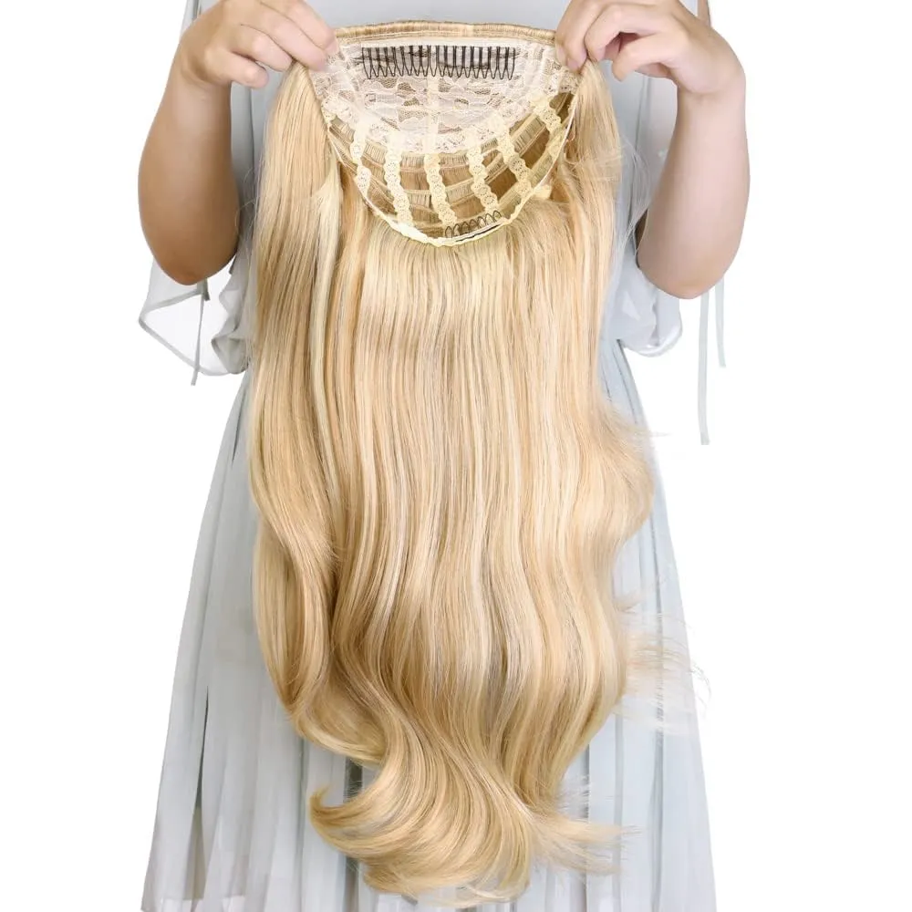 Ins Hot 24" Long Straight Wavy Clip in Half Head Tied Wig