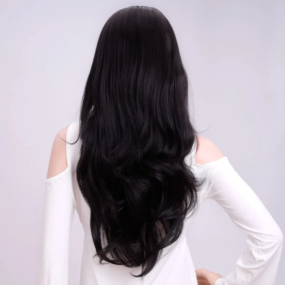 Ins Hot 24" Long Straight Wavy Clip in Half Head Tied Wig