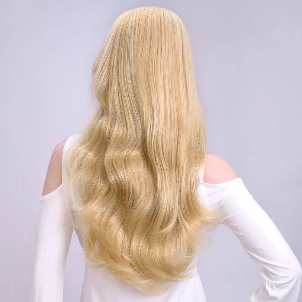 Ins Hot 24" Long Straight Wavy Clip in Half Head Tied Wig