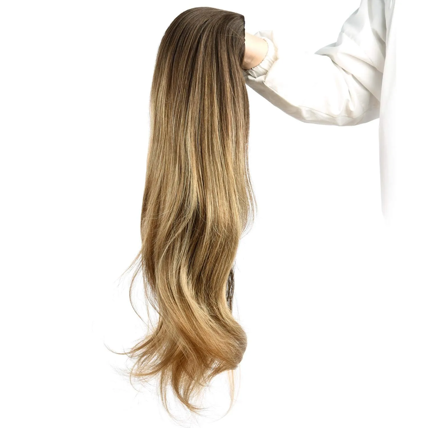 Ins Hot 24" Long Straight Wavy Clip in Half Head Tied Wig