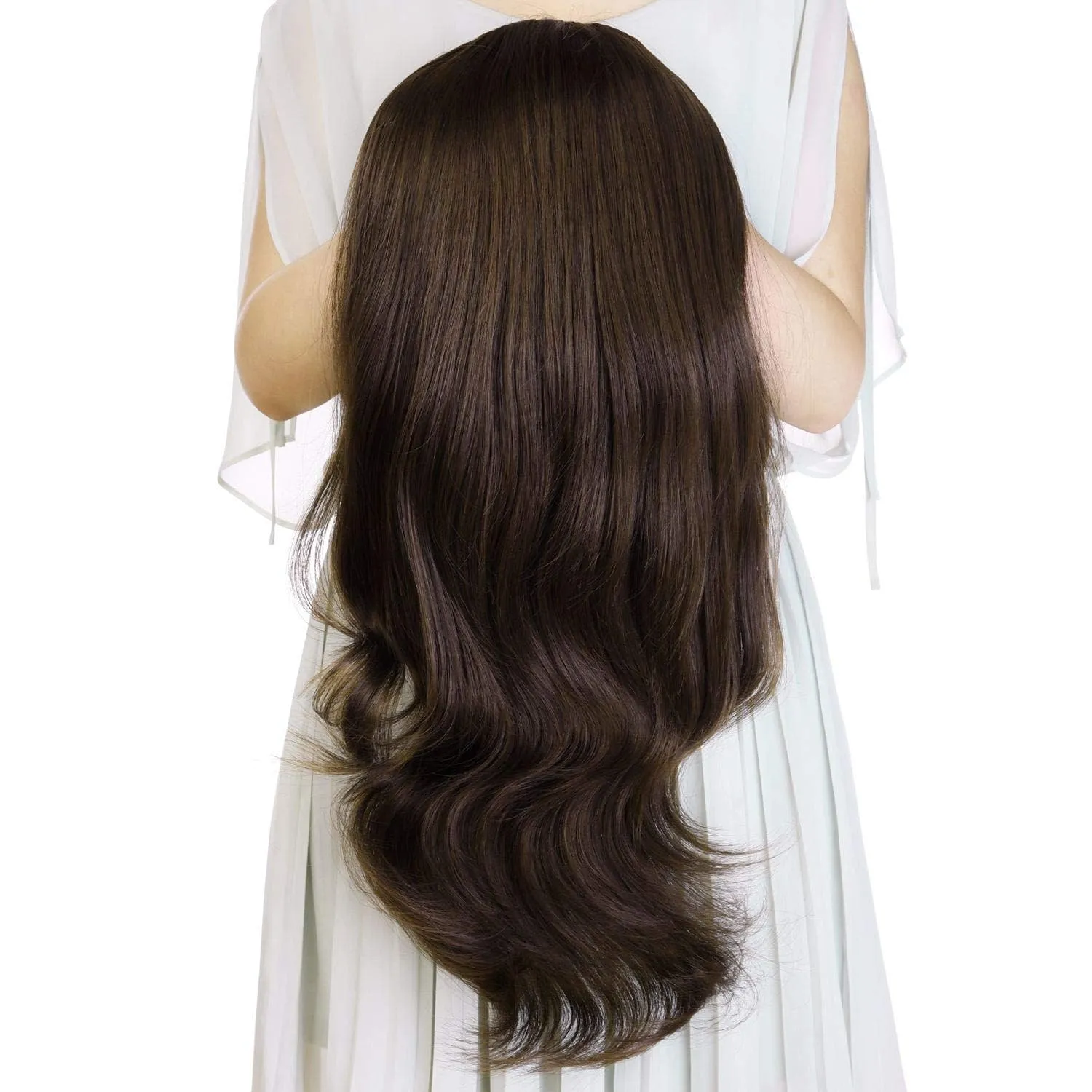 Ins Hot 24" Long Straight Wavy Clip in Half Head Tied Wig