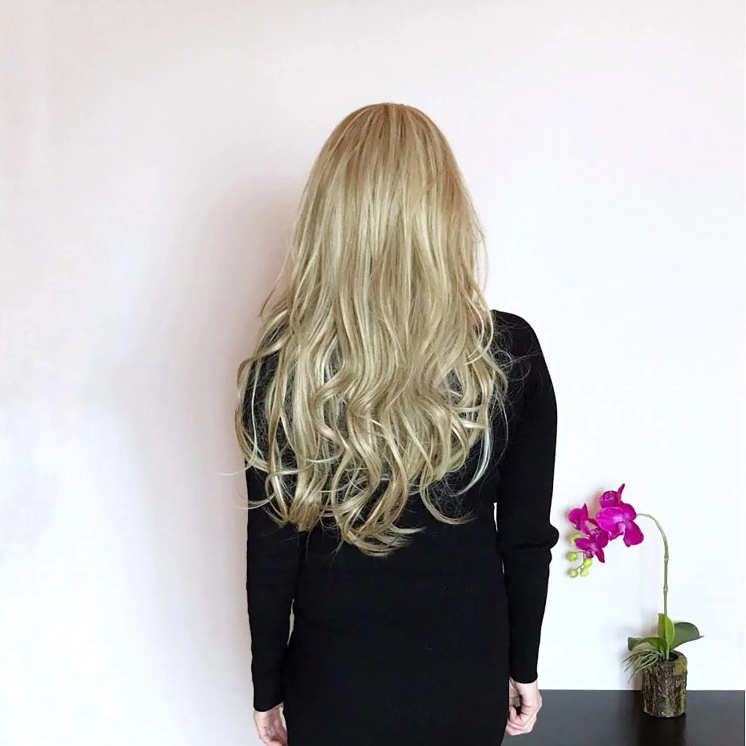 Ins Hot 24" Long Straight Wavy Clip in Half Head Tied Wig