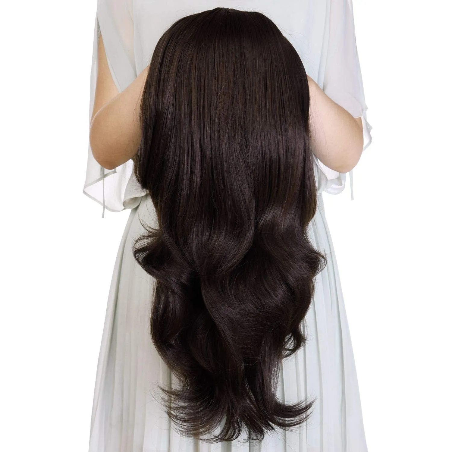 Ins Hot 24" Long Straight Wavy Clip in Half Head Tied Wig