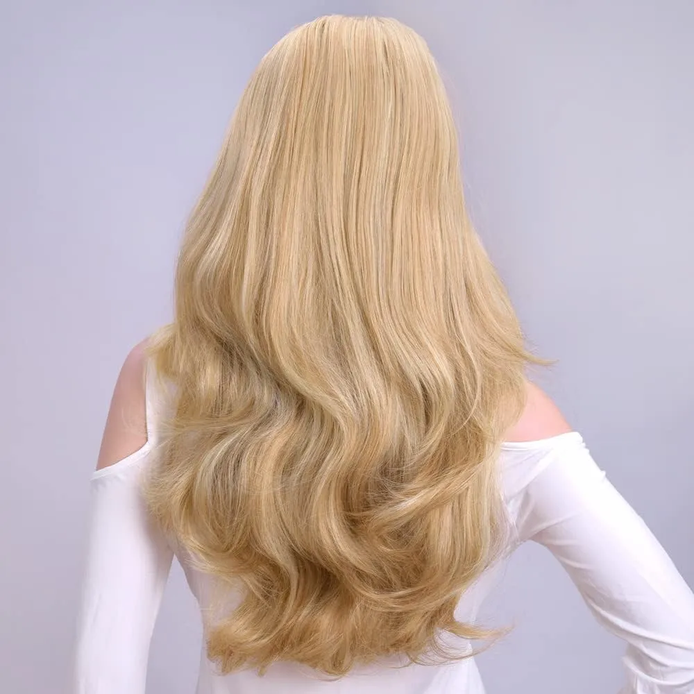 Ins Hot 24" Long Straight Wavy Clip in Half Head Tied Wig