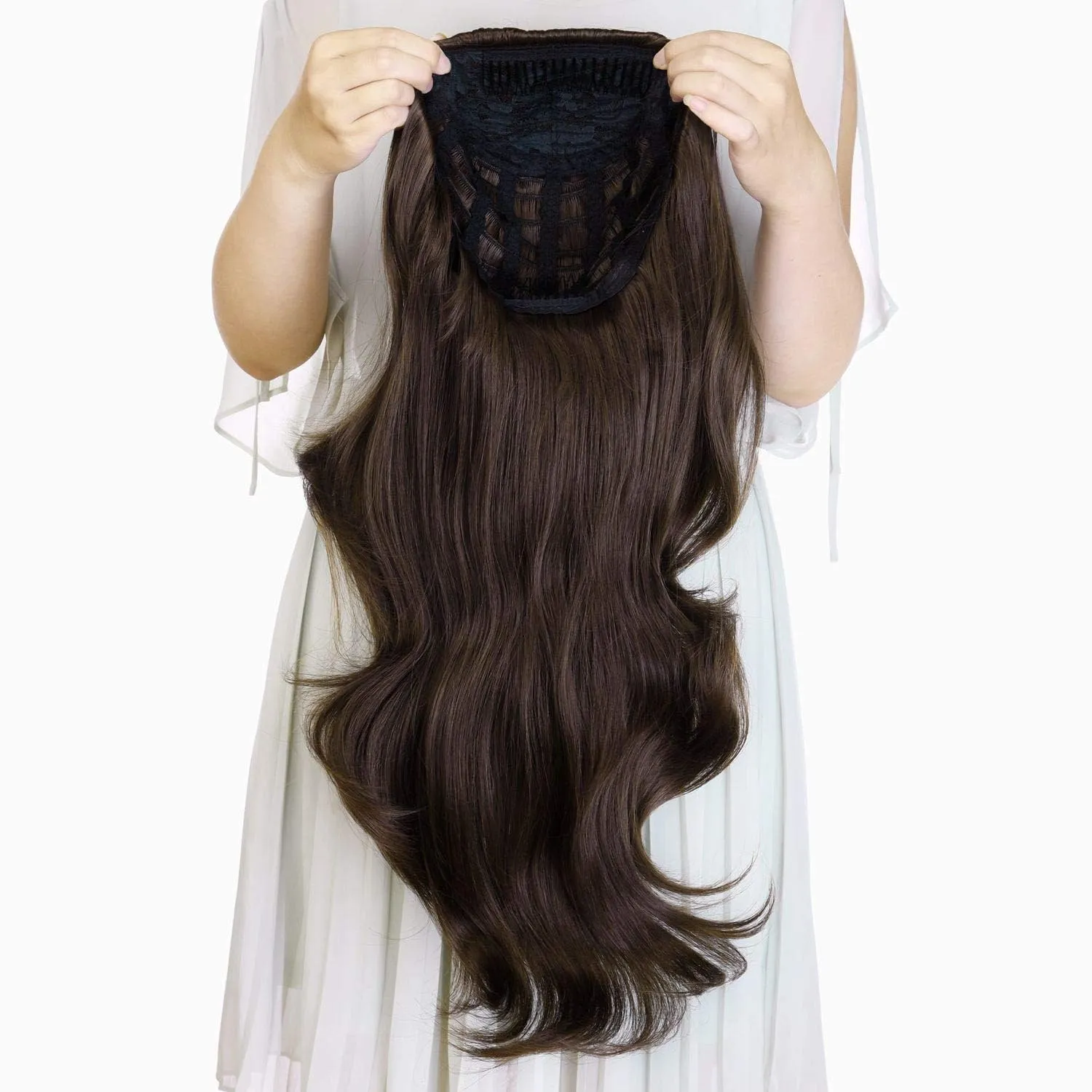 Ins Hot 24" Long Straight Wavy Clip in Half Head Tied Wig