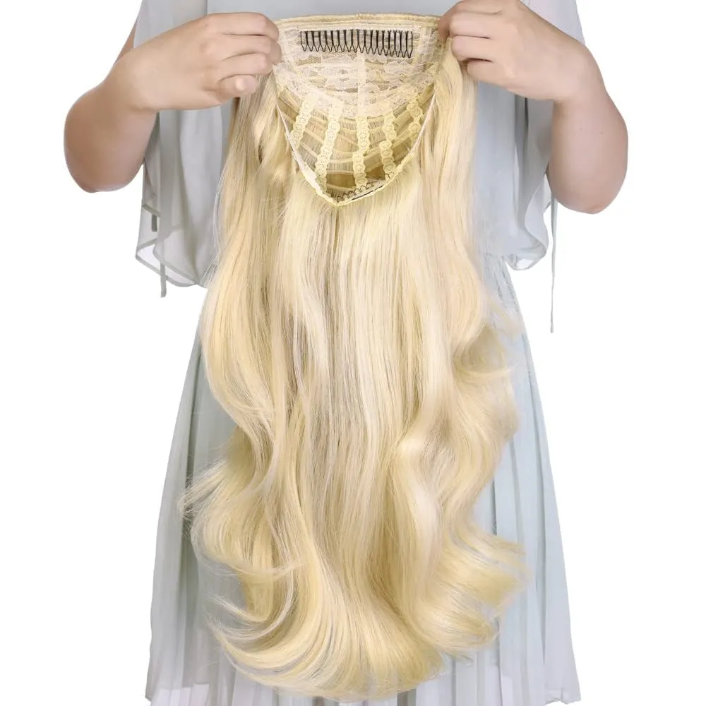 Ins Hot 24" Long Straight Wavy Clip in Half Head Tied Wig