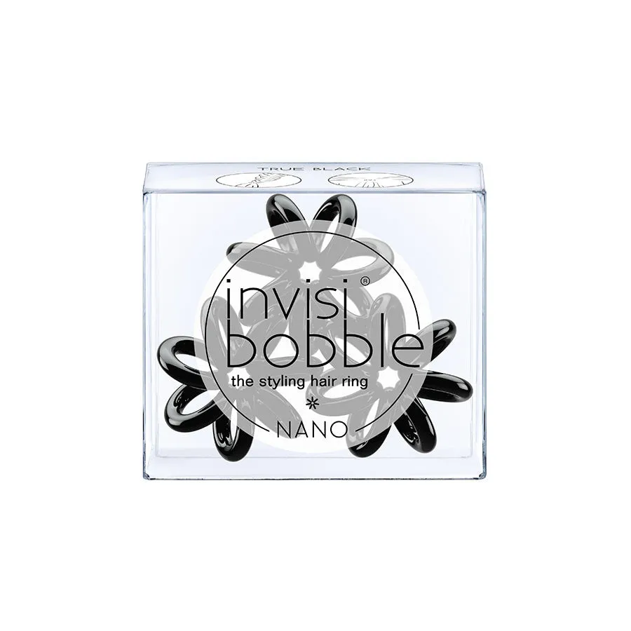 INVISIBOBBLE Nano True Black Hair Styling Ring with Strong Grip-Pack of 3