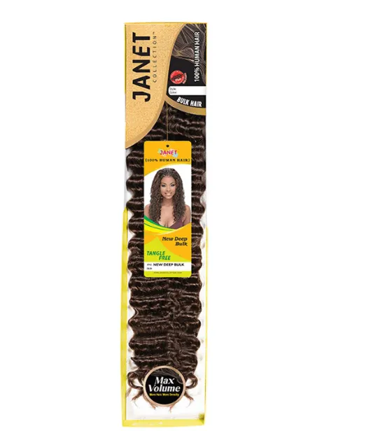 Janet Collection Human Hair Crochet Braiding Hair New Deep Bulk 18"