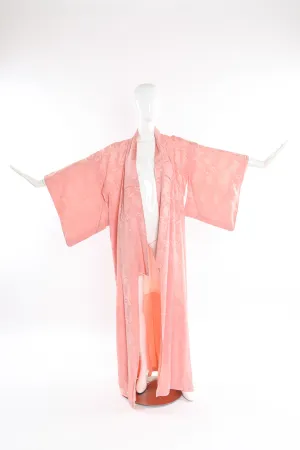 Japanese Powder Pink Floral Embossed Kimono