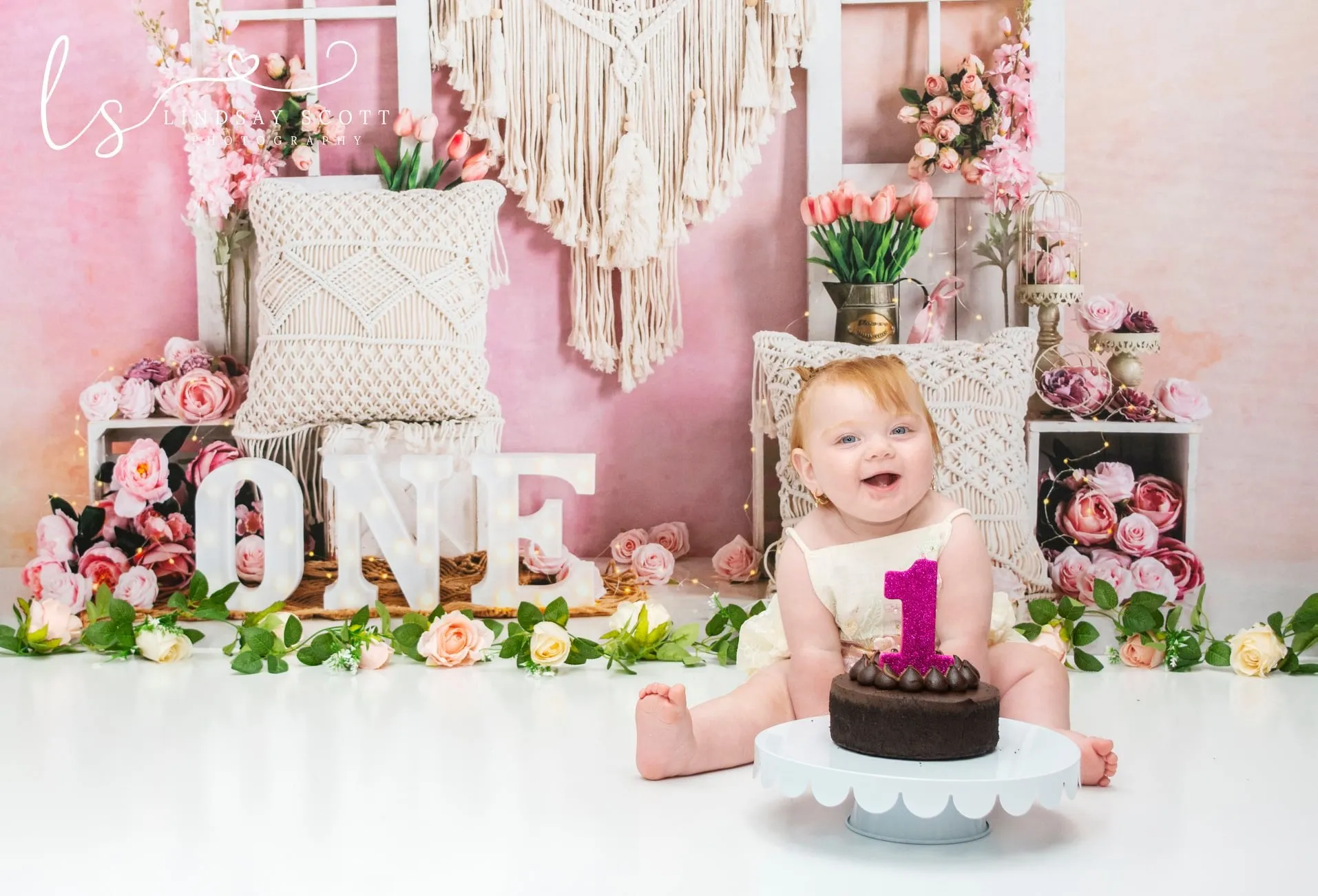 Kate Boho Flowers Backdrop Birthday Designed by Emetselch