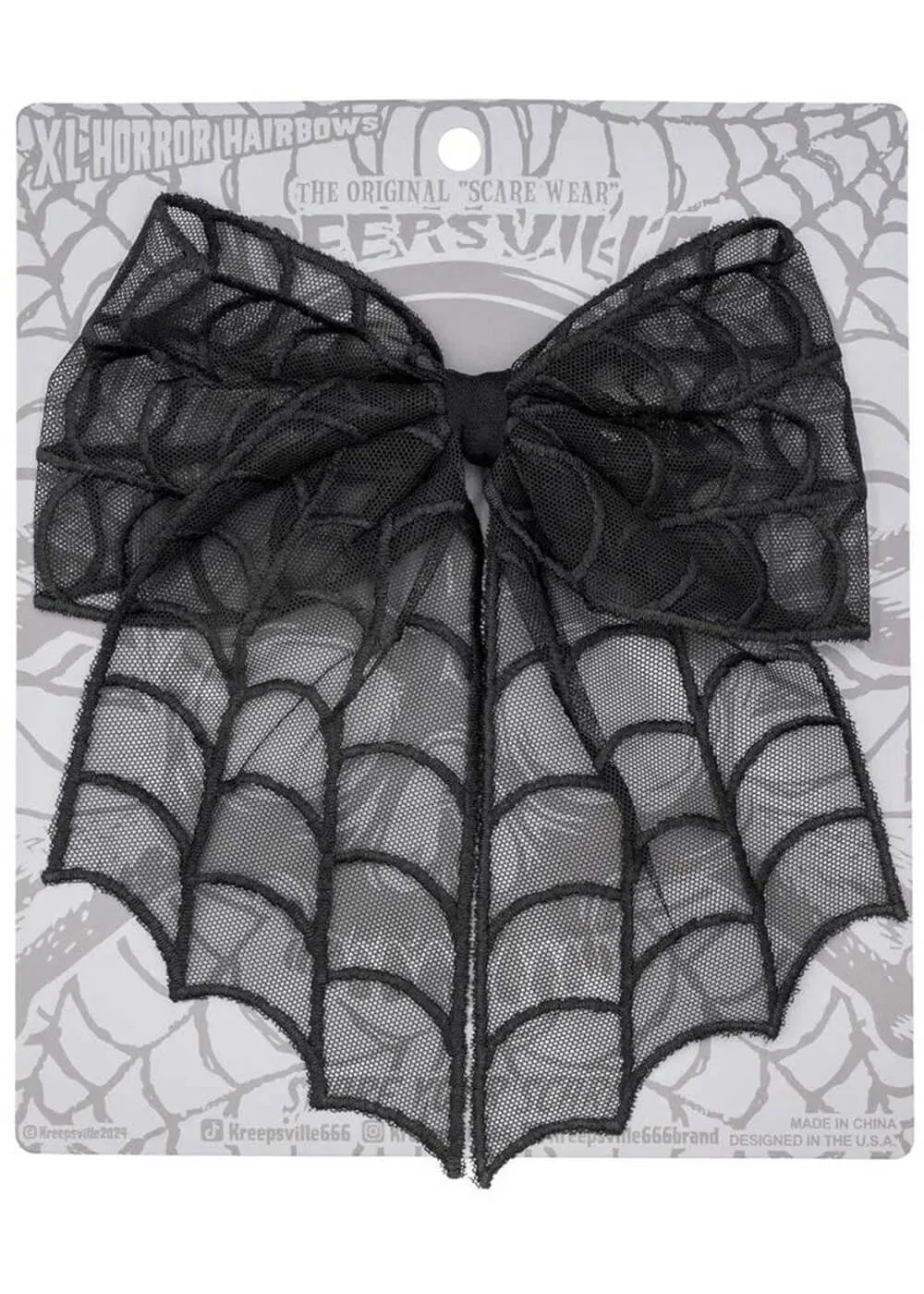 Kreepsville Spiderweb Lace Hair Bow Black