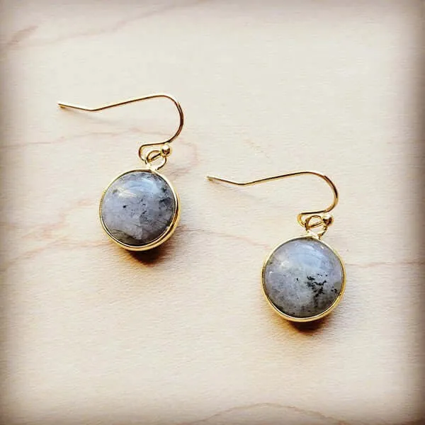 Labradorite Dangle Earrings in Gold