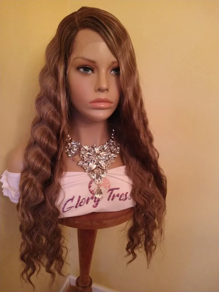 Lace Front Wig | Glory Tress | Wavy Wig | Ombre Blonde Wig | Dark Ash Blonde Wig | Wigs | Wig | New Arrival // YOU'RE BRILLIANT