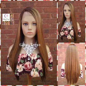 Lace Front Wig, Ombre Auburn/ Blonde Wig, Straight Wig, Blonde Wig, Glory Tress Wigs, Wigs, Wig, Heat Safe, On Sale // YOU'RE AWESOME