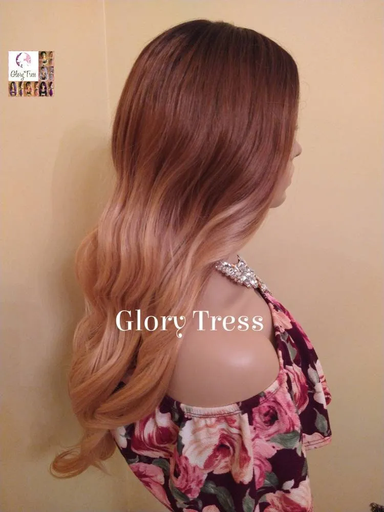 Lace Front Wig, Wigs, Wavy Lace Front Wig, Ombre Blonde Wig, Dark Rooted Wig, Silky Textured Wig, On Sale // GENEROUS
