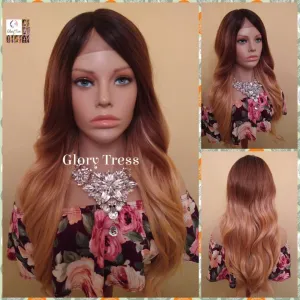 Lace Front Wig, Wigs, Wavy Lace Front Wig, Ombre Blonde Wig, Dark Rooted Wig, Silky Textured Wig, On Sale // GENEROUS