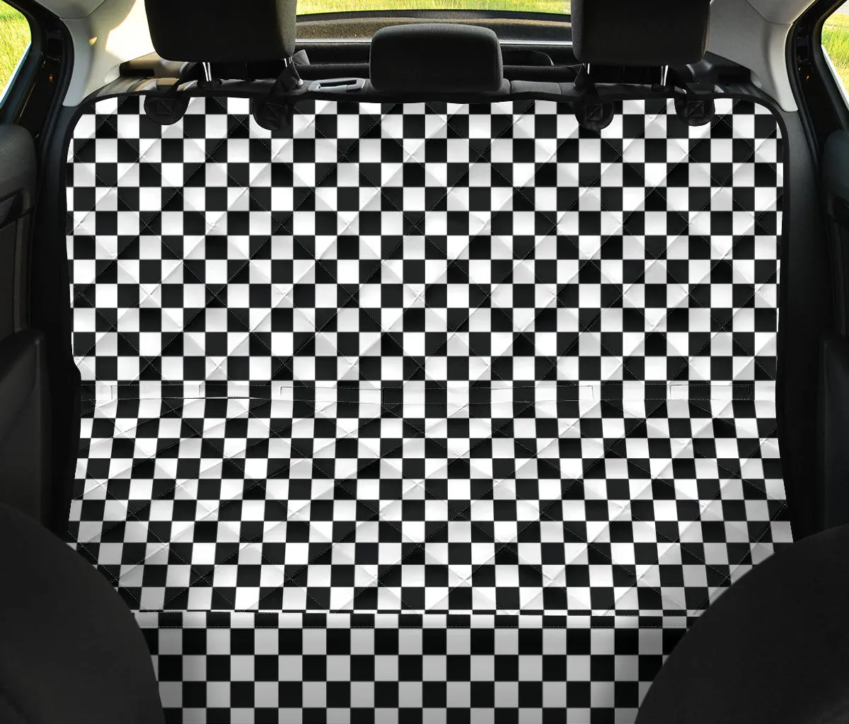 Large Black White Checkers Pattern Back Seat Cover For pets