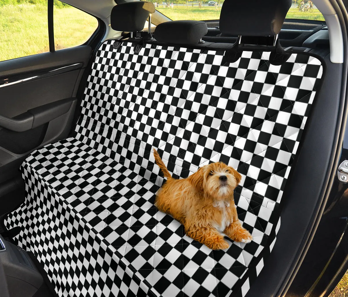 Large Black White Checkers Pattern Back Seat Cover For pets