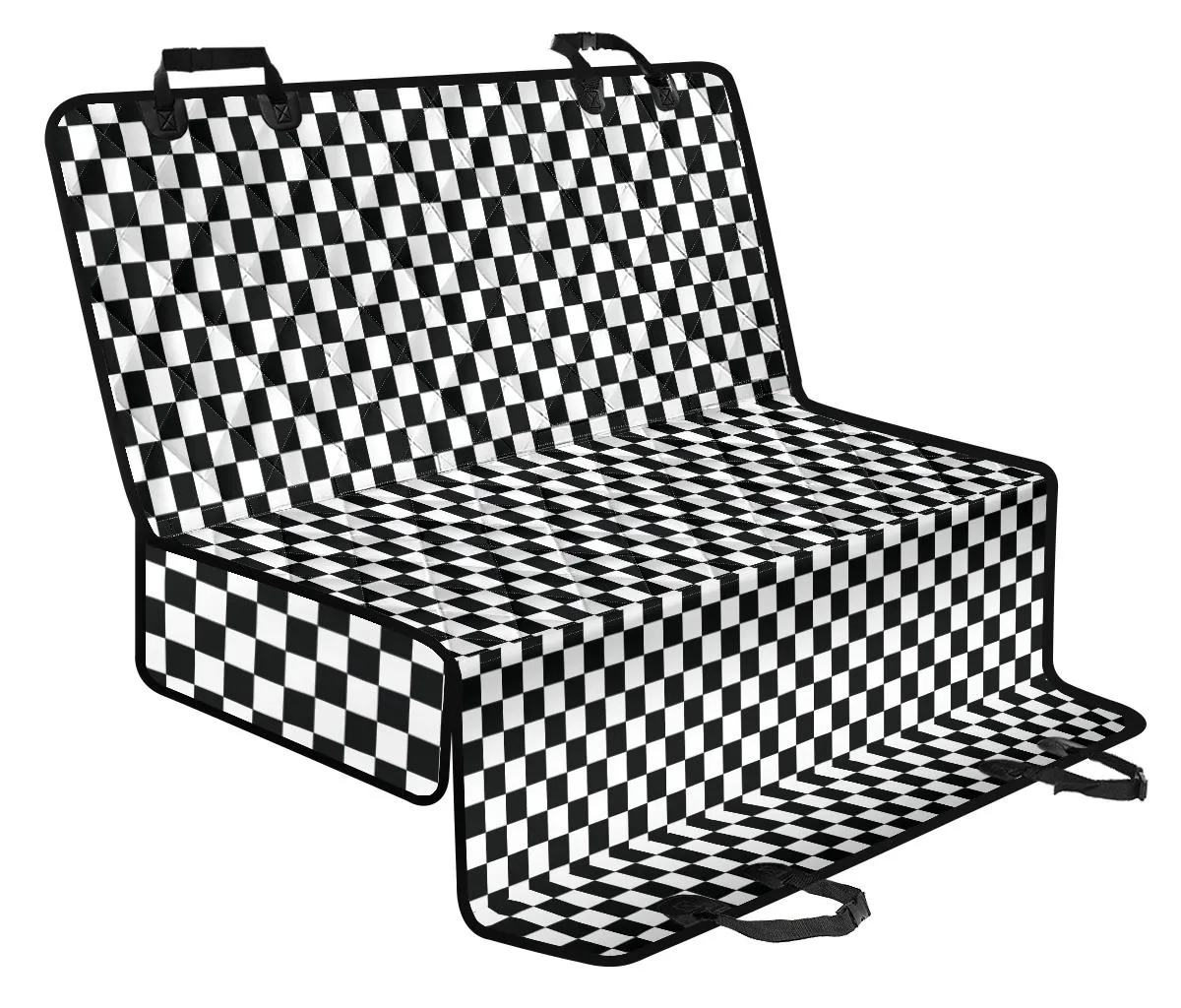 Large Black White Checkers Pattern Back Seat Cover For pets