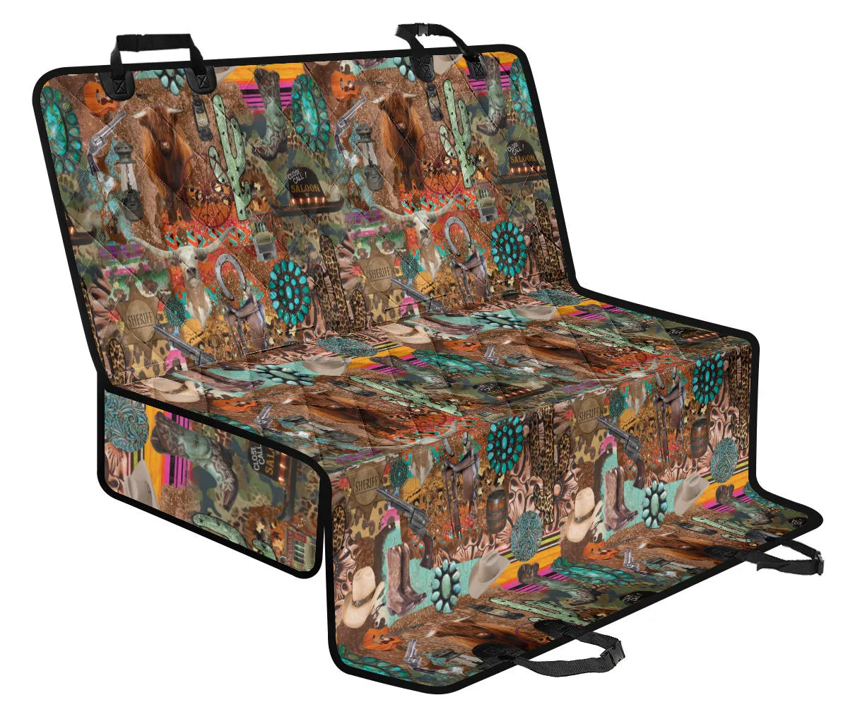 Large Funky Western Pattern Pet Hammock Back Seat Cover For Pets