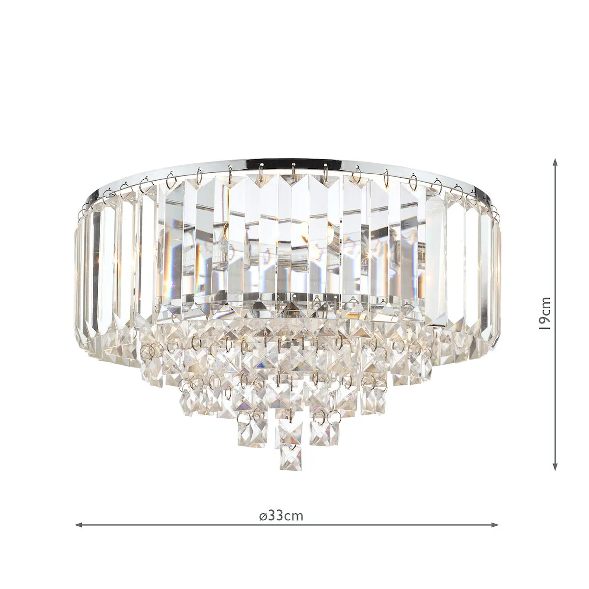 Laura Ashley Vienna 3Lt Flush Crystal Ceiling Light LA3756045-Q