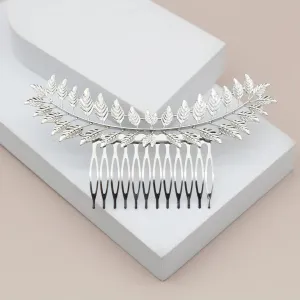 Laurel Leaves Large Decorative Hair Comb, Boho Bridal Silver Hair Pin, Large Silver Hair Comb Headpiece