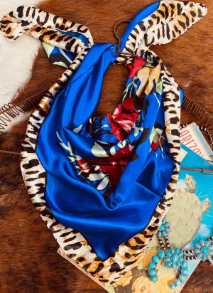 Leopard Western Floral Scarf