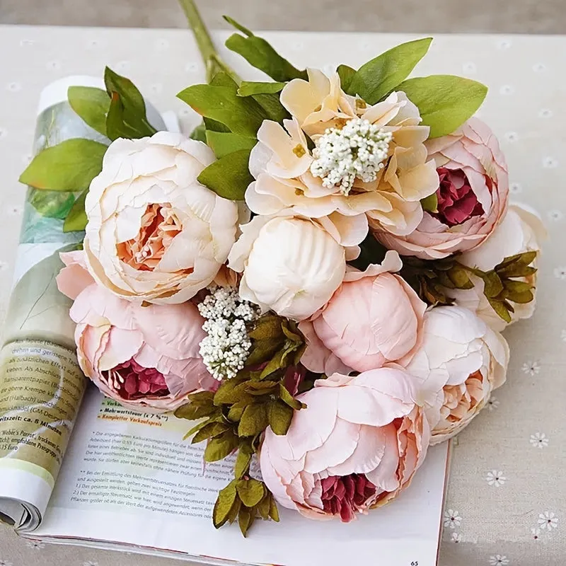 Lifelike Simulated Peony Stem, Silk Peony Flowers for Home Wedding Decoration, Valentine's Day Decor