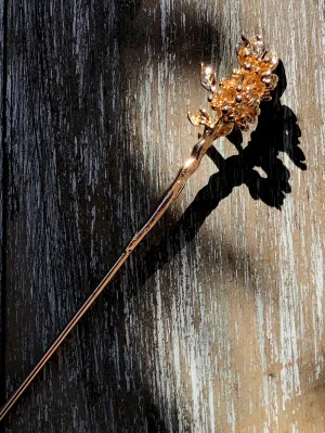 Lilac Flower Garden Gold Hair Stick
