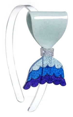 Lilies & Roses Mermaid Tail Bow Headband-Blue