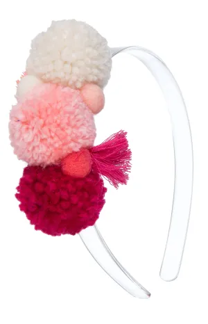Lilies & Roses Multi Pom Pom Headband-Pink