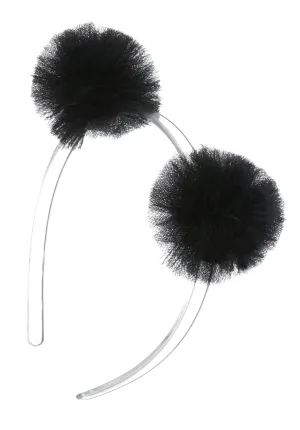 Lilies & Roses Tulle Pom Pom Headband-Black