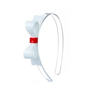 Lilies & Roses White w/Red Bow Tie Headband