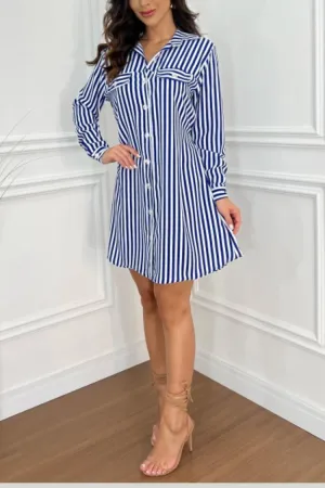 Loose Simple Striped Long Sleeve Dress