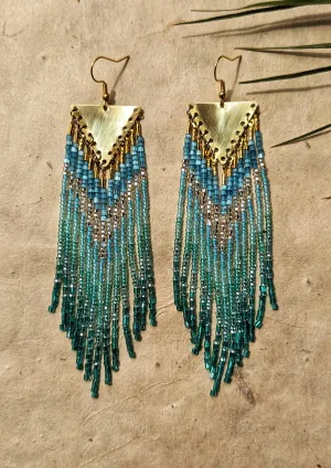 Michelle Turquoise Aqua Beaded Earrings