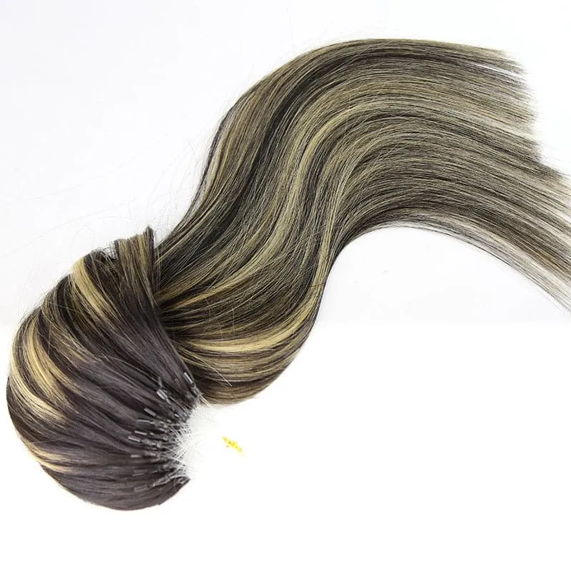 Mixed Light Blonde Silky Straight Micro Loop Hair Extensions